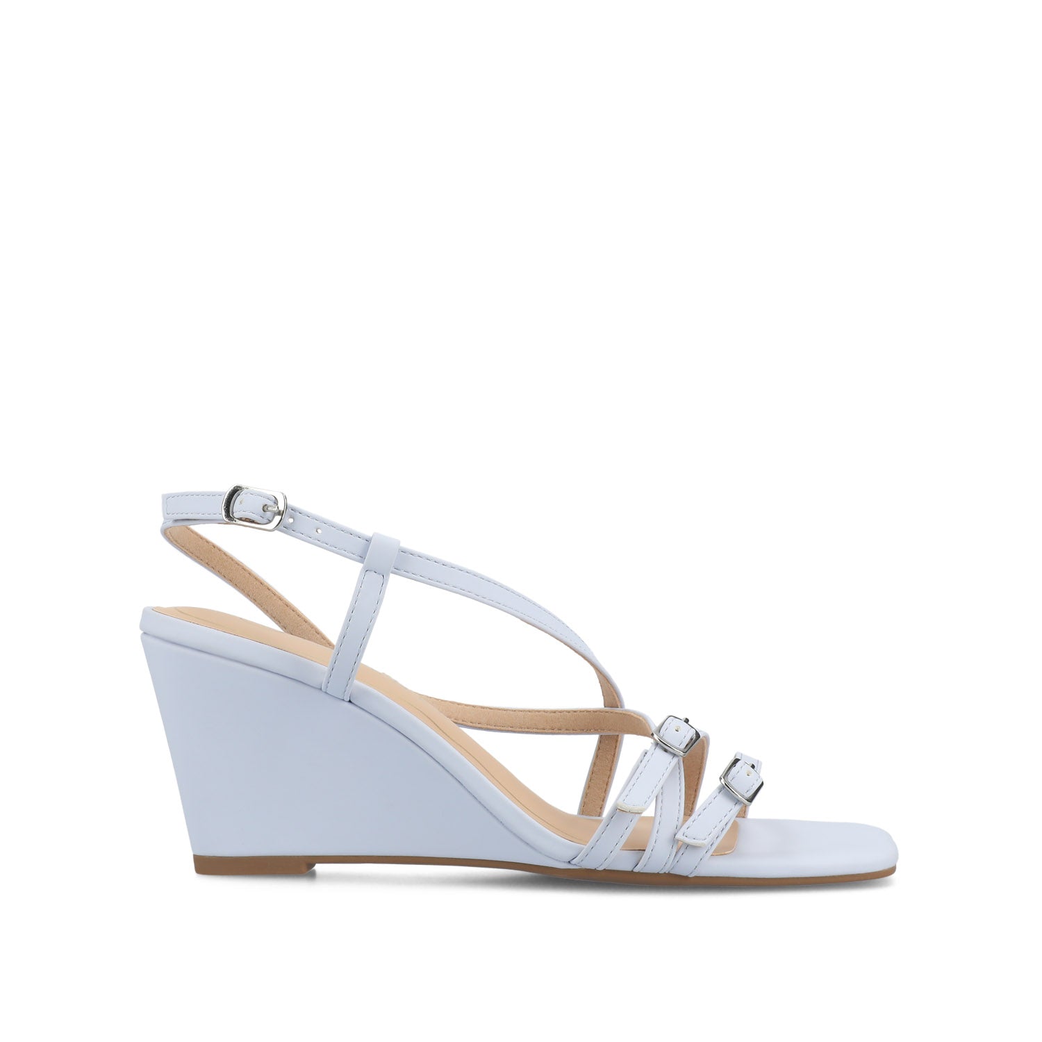 CLINNNE MULTI STRAP WEDGE SANDALS - Light Blue