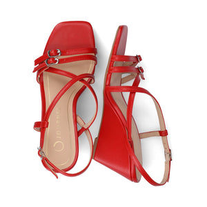 CLINNNE MULTI STRAP WEDGE SANDALS - Red