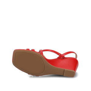 CLINNNE MULTI STRAP WEDGE SANDALS - Red