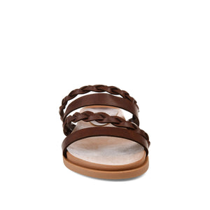 COLETTE SLIDE SANDALS IN VEGAN LEATHER - Brown