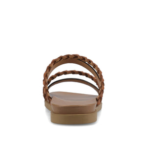 COLETTE SLIDE SANDALS IN VEGAN LEATHER - Cognac
