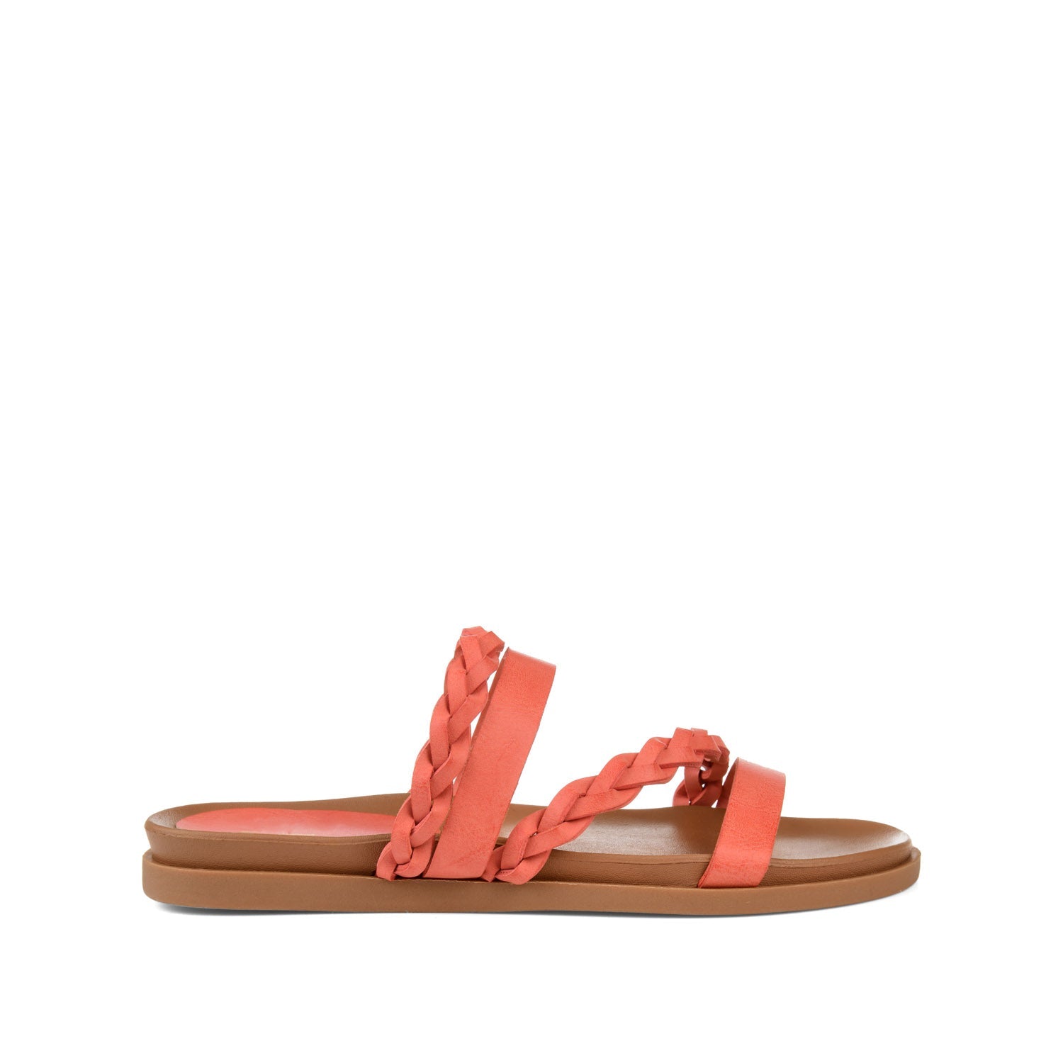 COLETTE SLIDE SANDALS IN VEGAN LEATHER - Coral