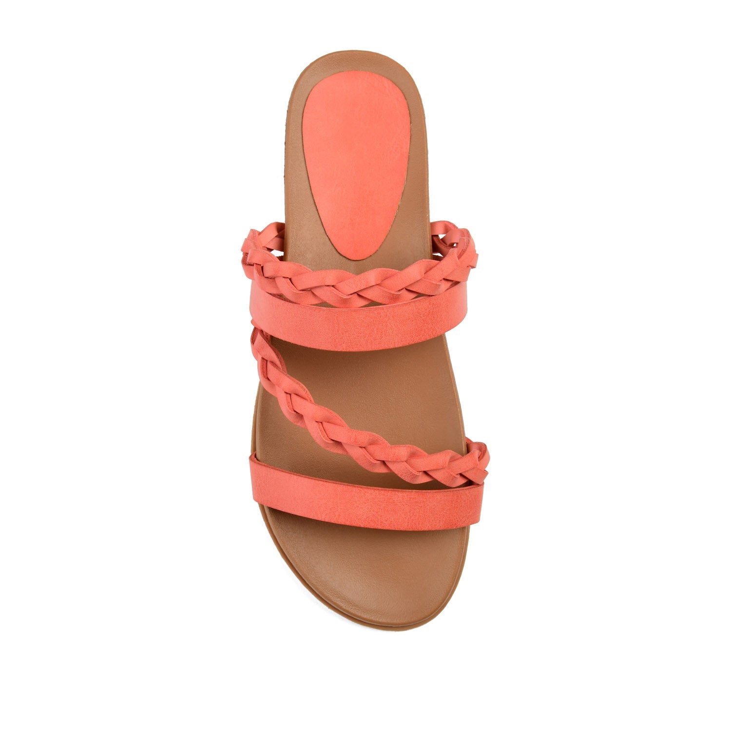 COLETTE SLIDE SANDALS IN VEGAN LEATHER - Coral