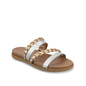 COLETTE SLIDE SANDALS IN FAUX LEATHER
