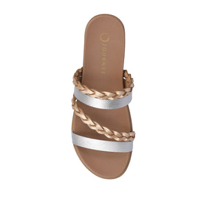 COLETTE SLIDE SANDALS IN VEGAN LEATHER - Silver