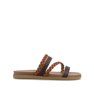 COLETTE SLIDE SANDALS IN WIDE - Cognac
