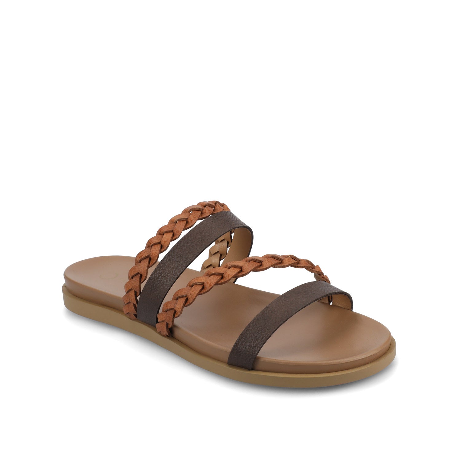 COLETTE SLIDE SANDALS IN WIDE - Cognac