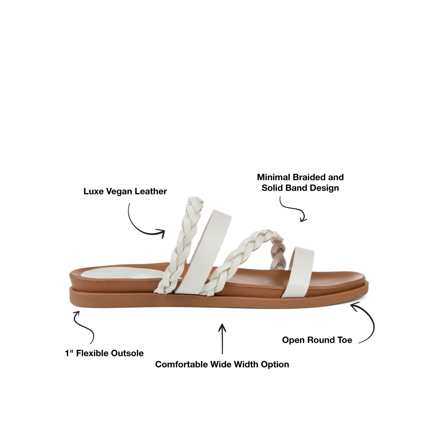 COLETTE SLIDE SANDALS IN VEGAN LEATHER - White