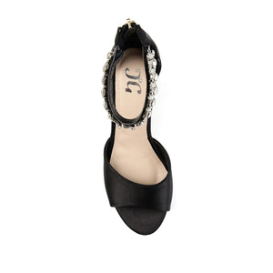 CONNOR STRAPPY WEDGE HEELS IN SATIN - Black