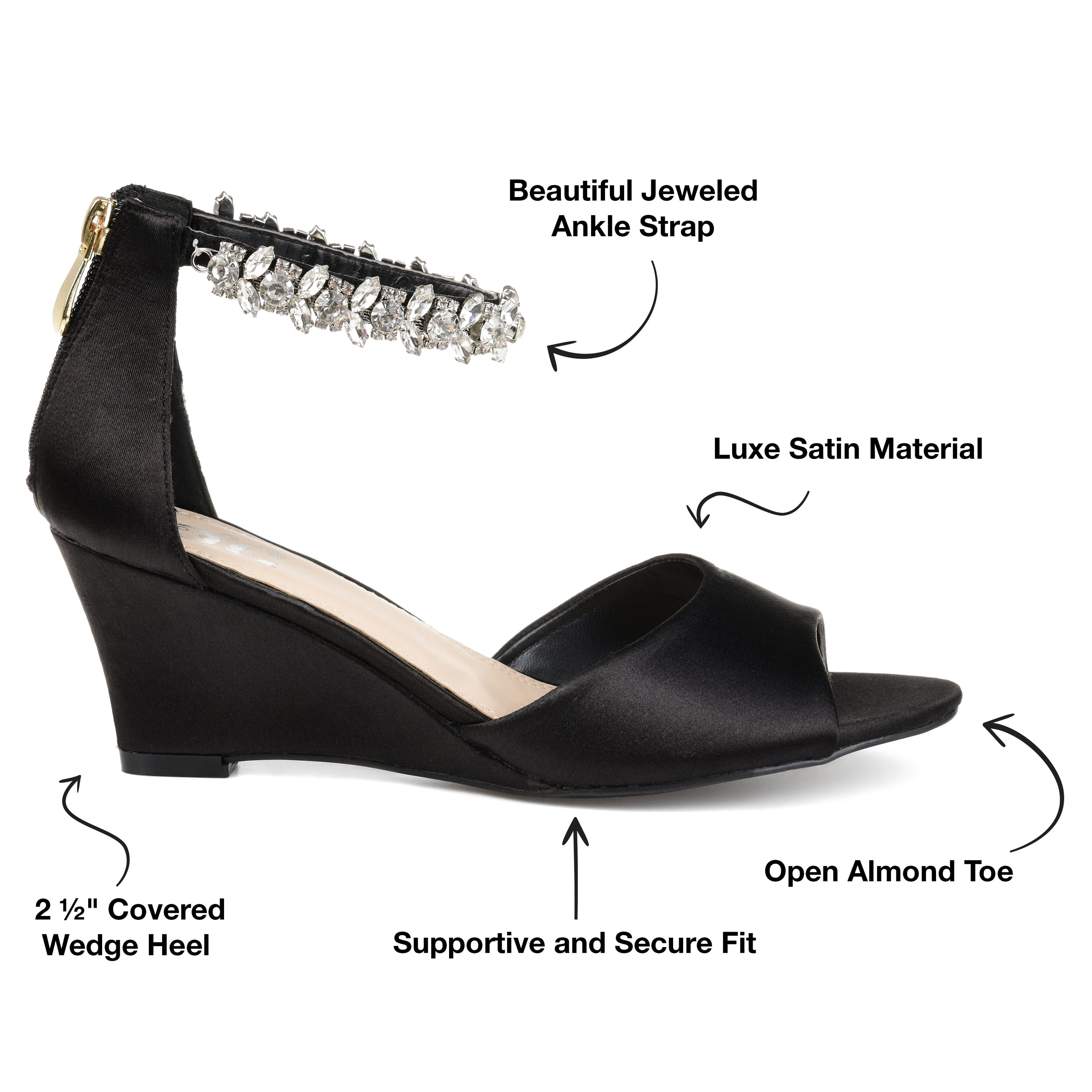 Black Vegan Leather Liliana Wedge Heels For Women – Monrow Shoes