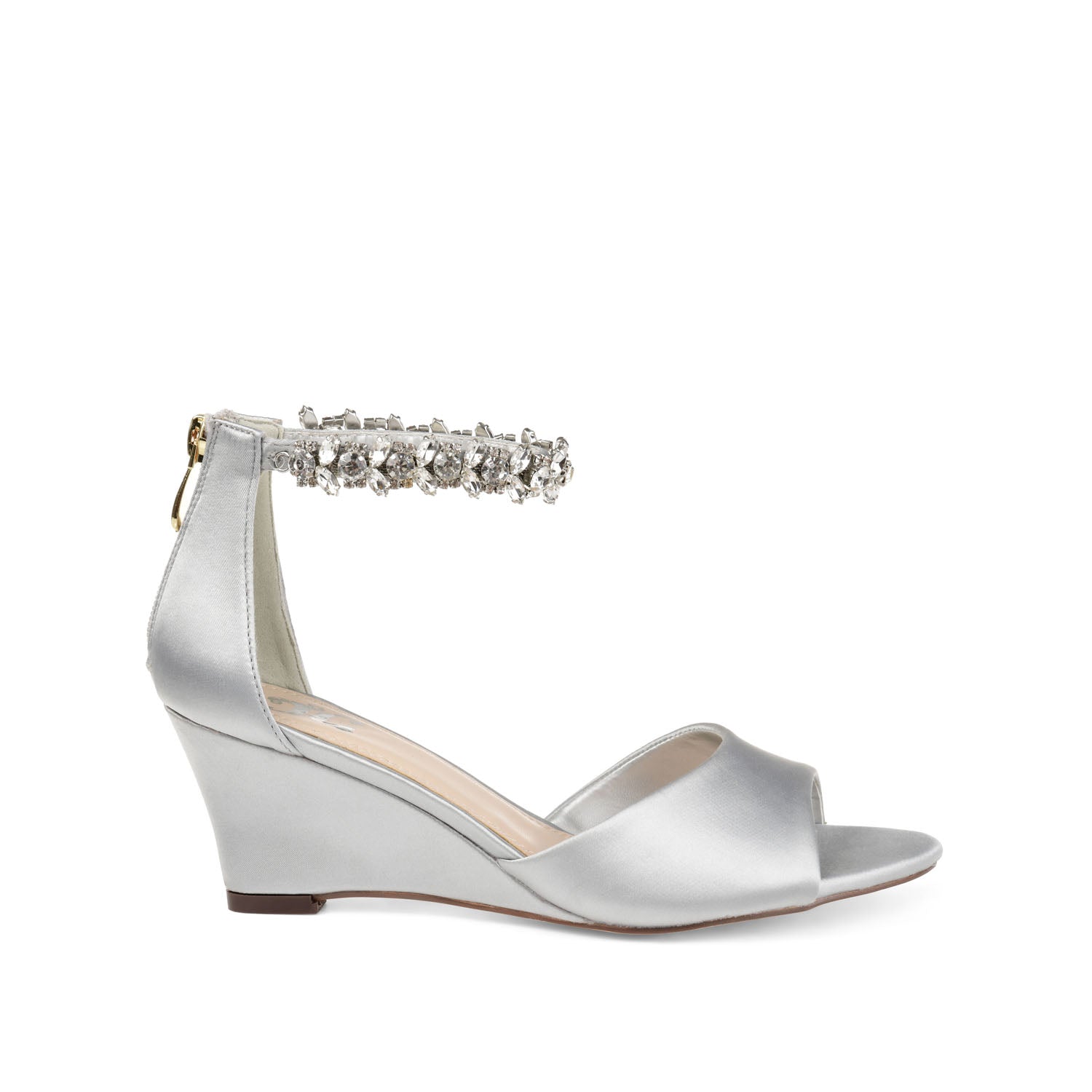 CONNOR STRAPPY WEDGE HEELS IN SATIN - Silver