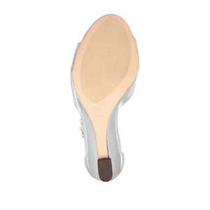 CONNOR STRAPPY WEDGE HEELS IN SATIN - Silver