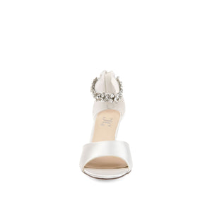CONNOR STRAPPY WEDGE HEELS IN SATIN - White