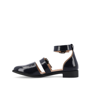 CONSTANCE MARY JANE LOAFER FLAT IN PATENT - Navy Nubuck