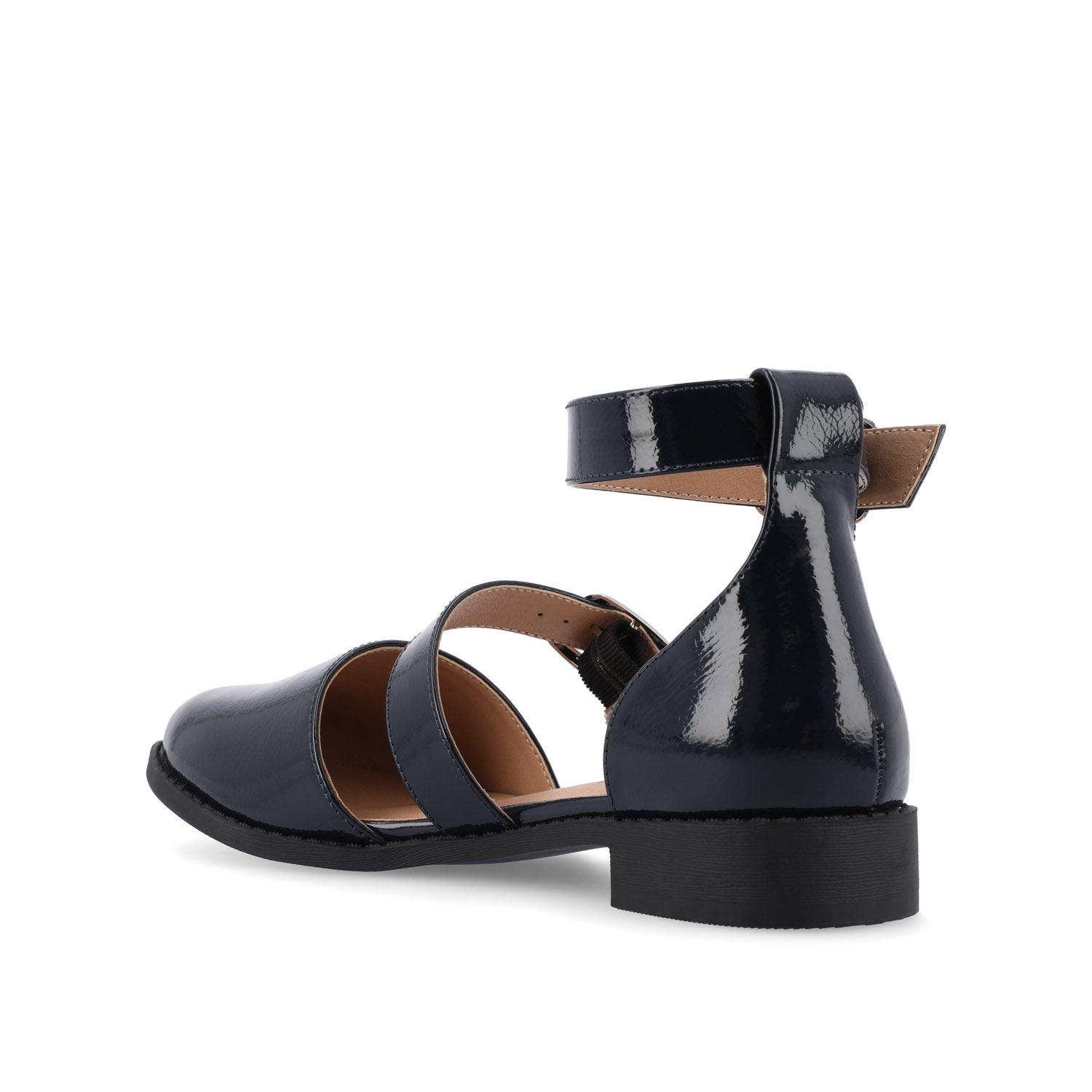 CONSTANCE MARY JANE LOAFER FLAT IN PATENT - Navy Nubuck