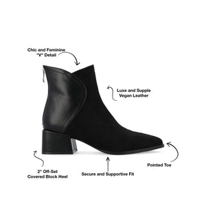 CONSUELLO POINTED TOE BOOTIES IN VEGAN LEATHER - Patent/Black