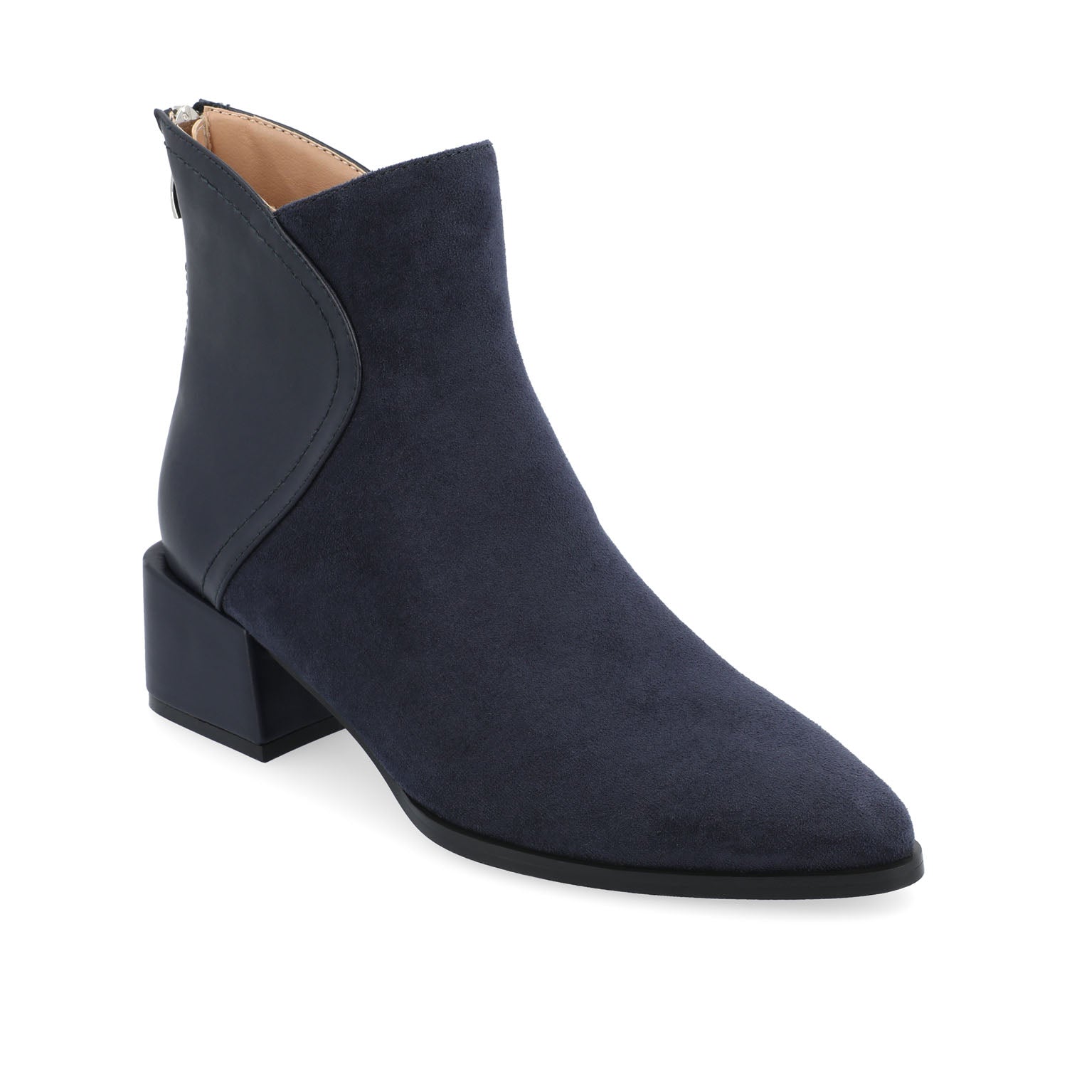 CONSUELLO POINTED TOE BOOTIES IN VEGAN LEATHER - Navy Nubuck