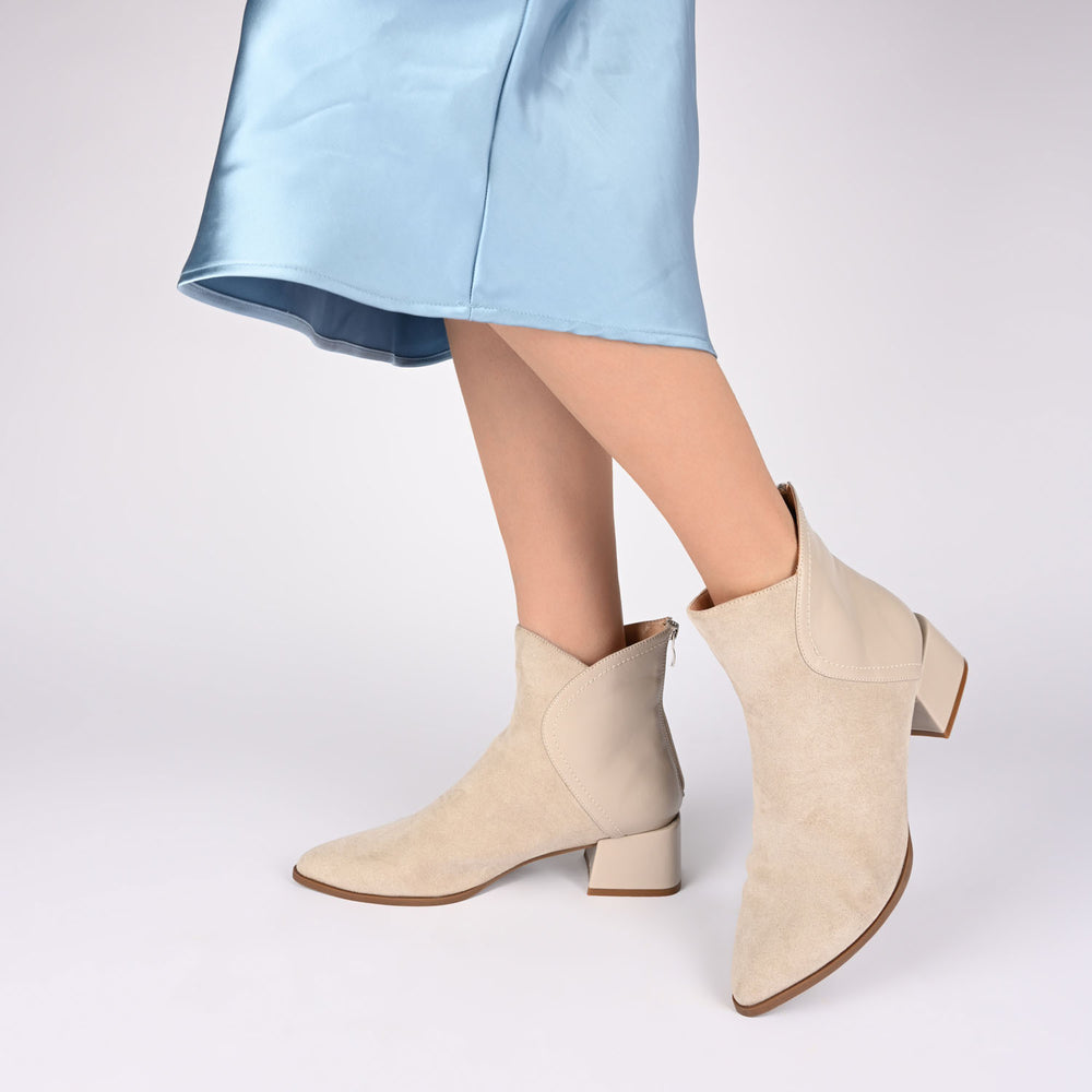 CONSUELLO POINTED TOE BOOTIES IN FAUX LEATHER