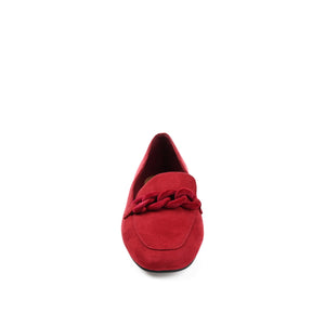 CORDELL LOAFER FLATS IN FAUX SUEDE - Red