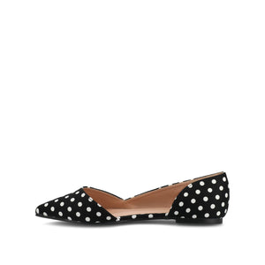 CORTNI D'ORSAY FLATS IN VEGAN LEATHER - Black Dot PU