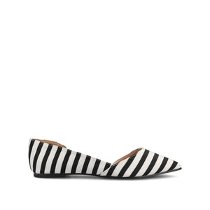 CORTNI D'ORSAY FLATS IN WIDE - Black Stripe PU