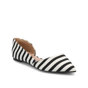 CORTNI D'ORSAY FLATS IN WIDE - Black Stripe PU