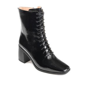 COVVA LACE-UP BOOTIES IN PATENT - Black Patent