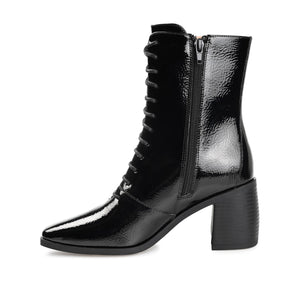 COVVA LACE-UP BOOTIES IN WIDE - Black Patent