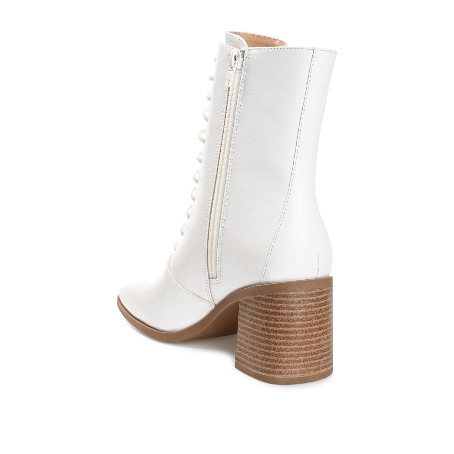COVVA LACE-UP BOOTIES IN WIDE - Bone Patent