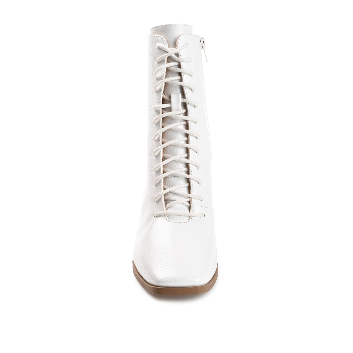 COVVA LACE-UP BOOTIES IN WIDE - Bone Patent