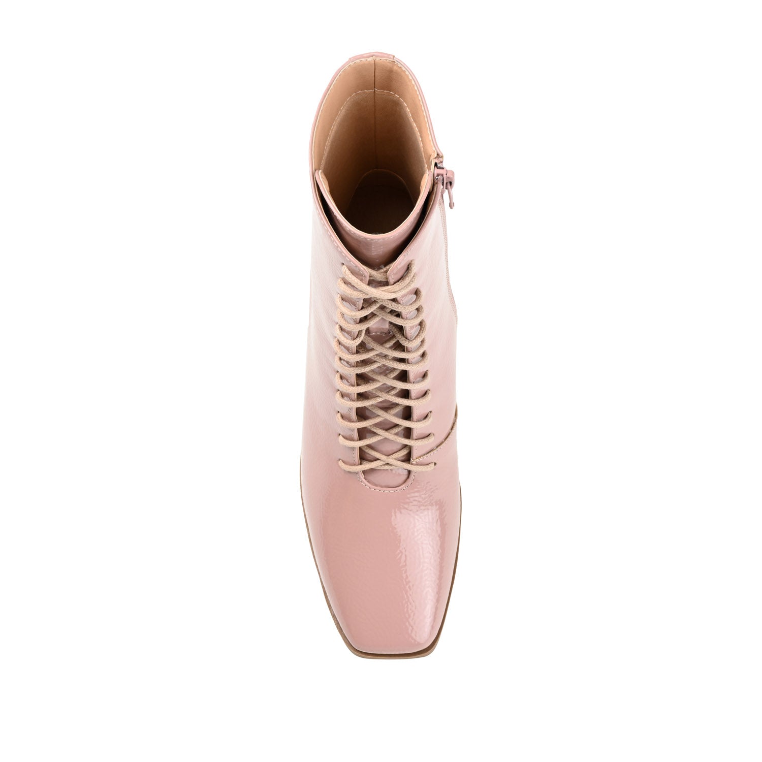COVVA LACE-UP BOOTIES IN WIDE - Rose Patent