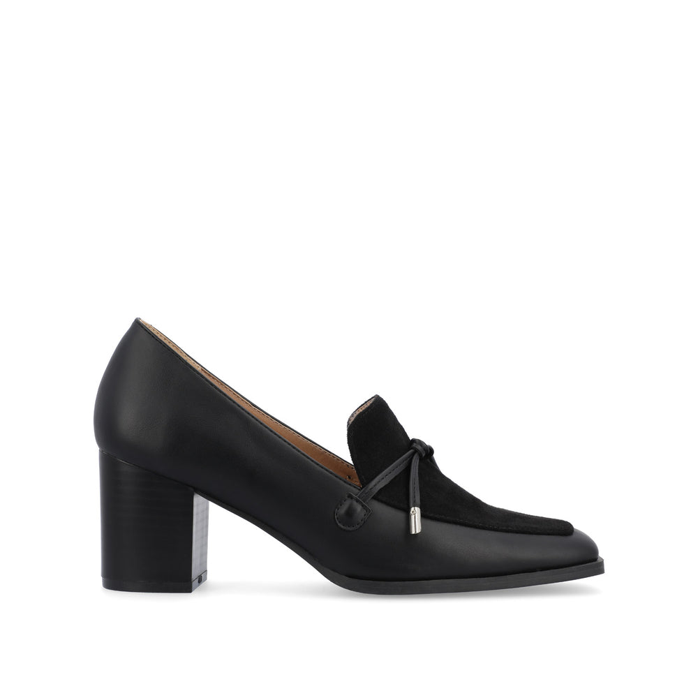 CRAWFORD LOAFER BLOCK HEELS IN FAUX LEATHER