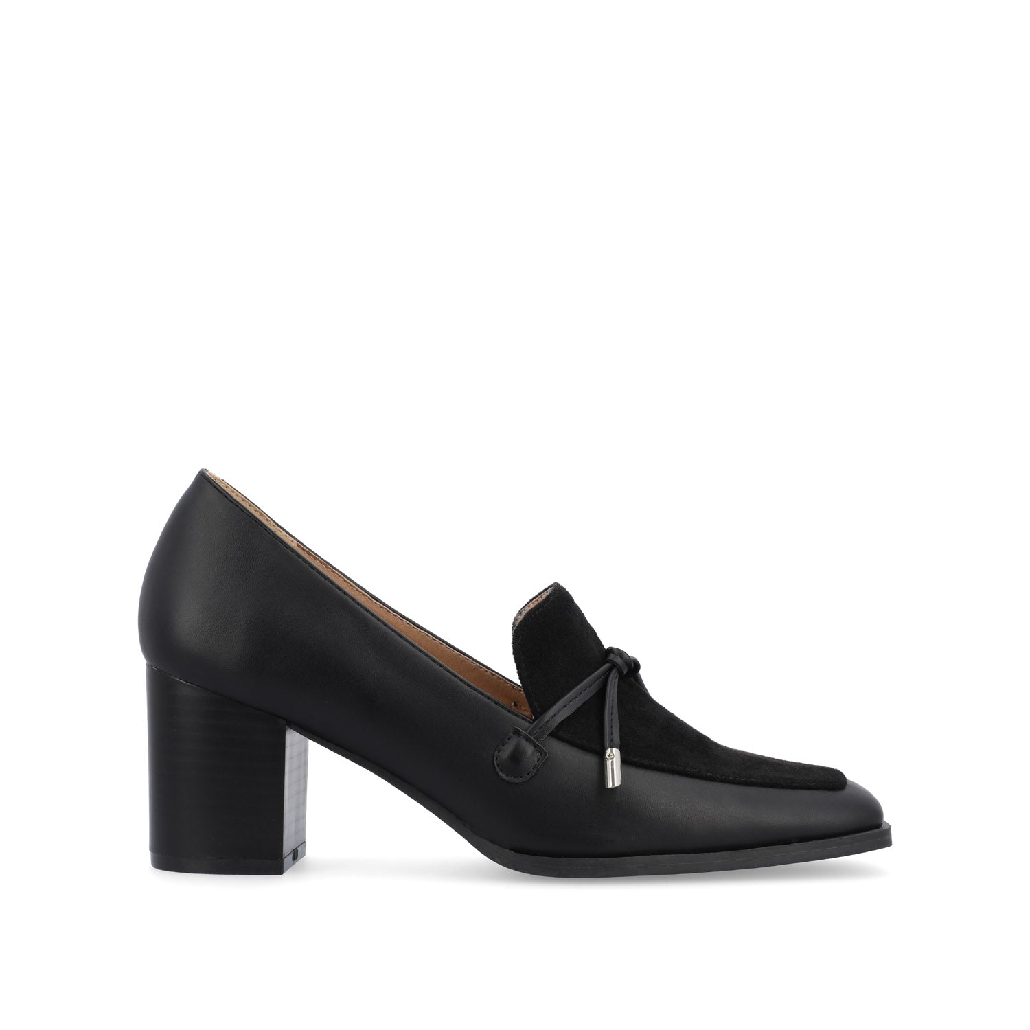 CRAWFORD LOAFER BLOCK HEELS IN VEGAN LEATHER - Black