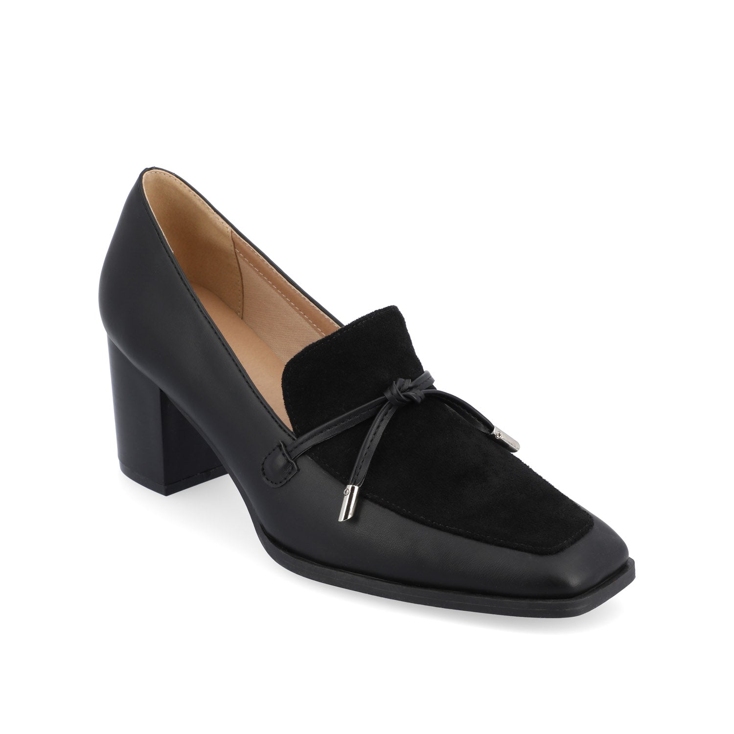 CRAWFORD LOAFER BLOCK HEELS IN VEGAN LEATHER - Black