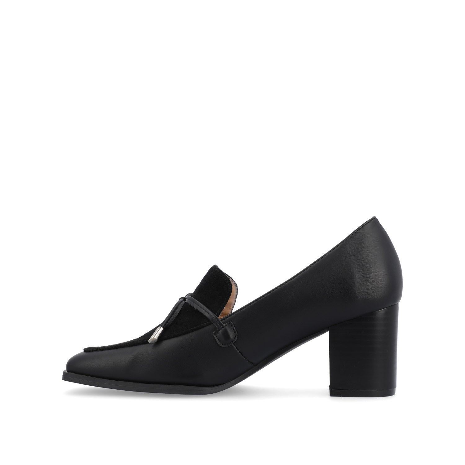 CRAWFORD LOAFER BLOCK HEELS IN VEGAN LEATHER - Black