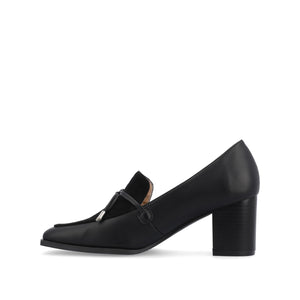 CRAWFORD LOAFER BLOCK HEELS IN VEGAN LEATHER - Black