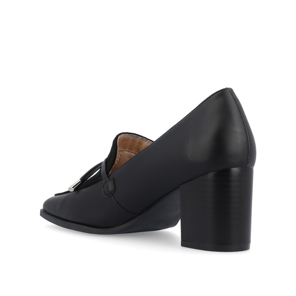 CRAWFORD LOAFER BLOCK HEELS IN FAUX LEATHER