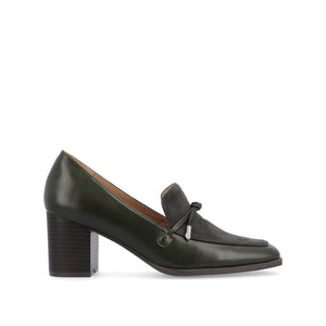 CRAWFORD LOAFER BLOCK HEELS IN VEGAN LEATHER - Olive