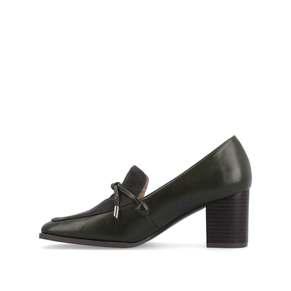 CRAWFORD LOAFER BLOCK HEELS IN FAUX LEATHER