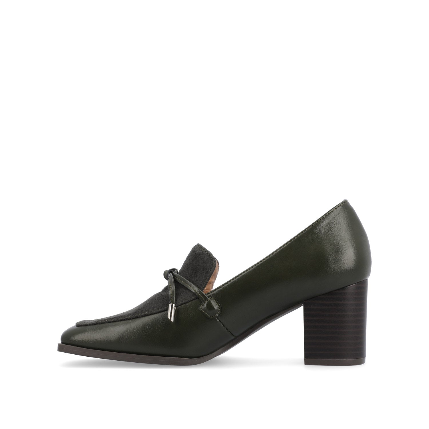 CRAWFORD LOAFER BLOCK HEELS IN VEGAN LEATHER - Olive