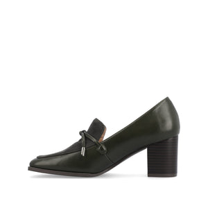 CRAWFORD LOAFER BLOCK HEELS IN VEGAN LEATHER - Olive