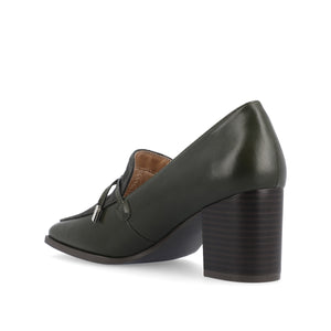 CRAWFORD LOAFER BLOCK HEELS IN VEGAN LEATHER - Olive
