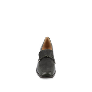 CRAWFORD LOAFER BLOCK HEELS IN VEGAN LEATHER - Olive