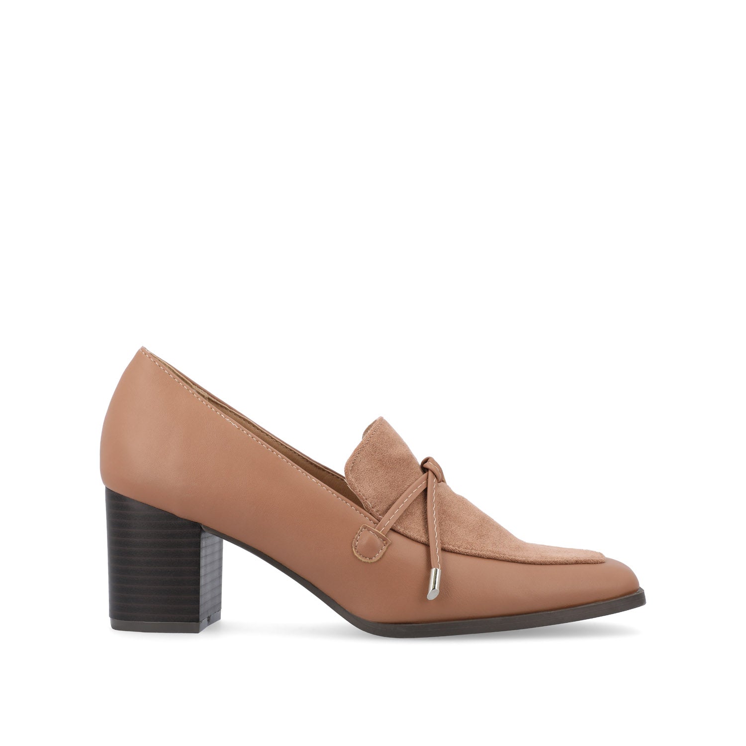 CRAWFORD LOAFER BLOCK HEELS IN VEGAN LEATHER - Taupe