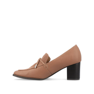 CRAWFORD LOAFER BLOCK HEELS IN VEGAN LEATHER - Taupe