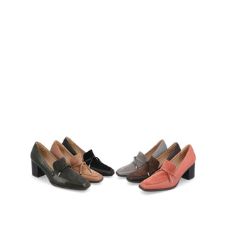 CRAWFORD LOAFER BLOCK HEELS IN FAUX LEATHER