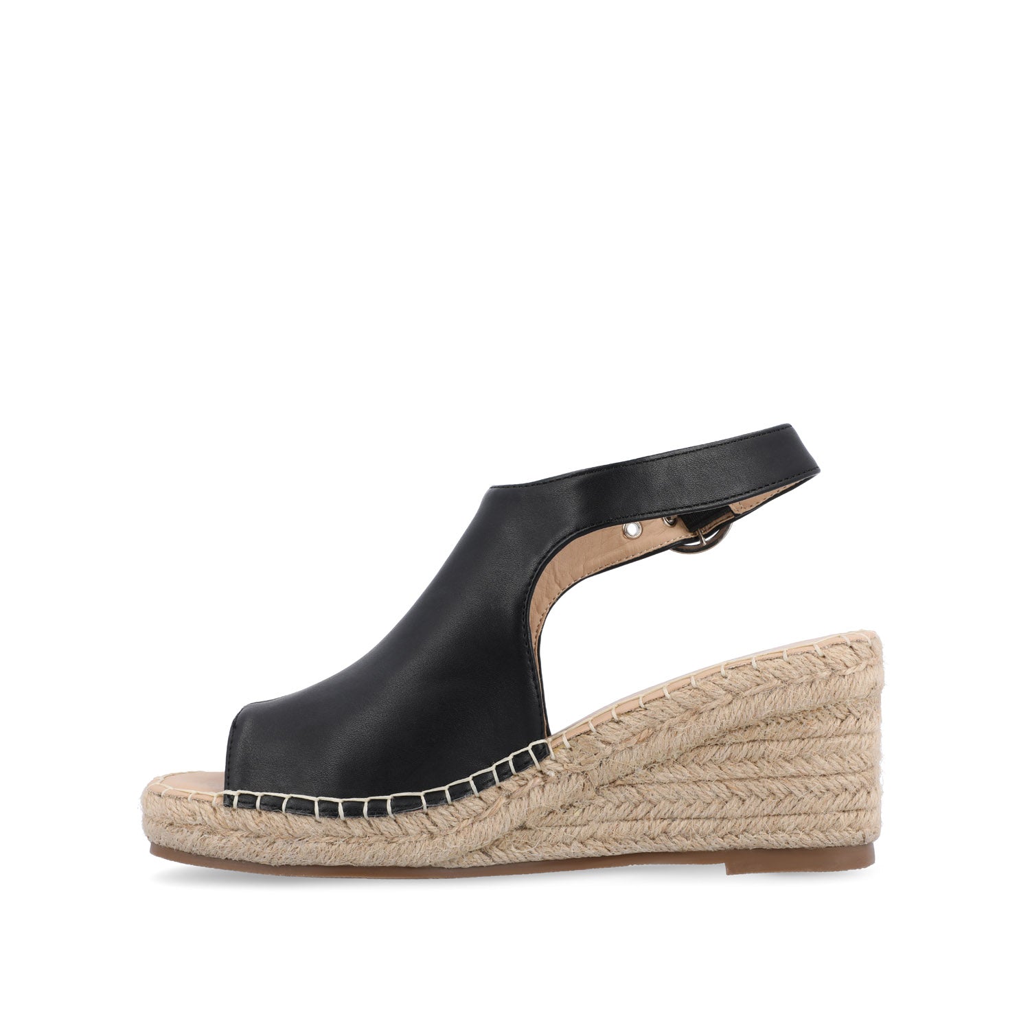 CREW ESPADRILLE WEDGE HEEL SANDALS IN WIDE - Black PU