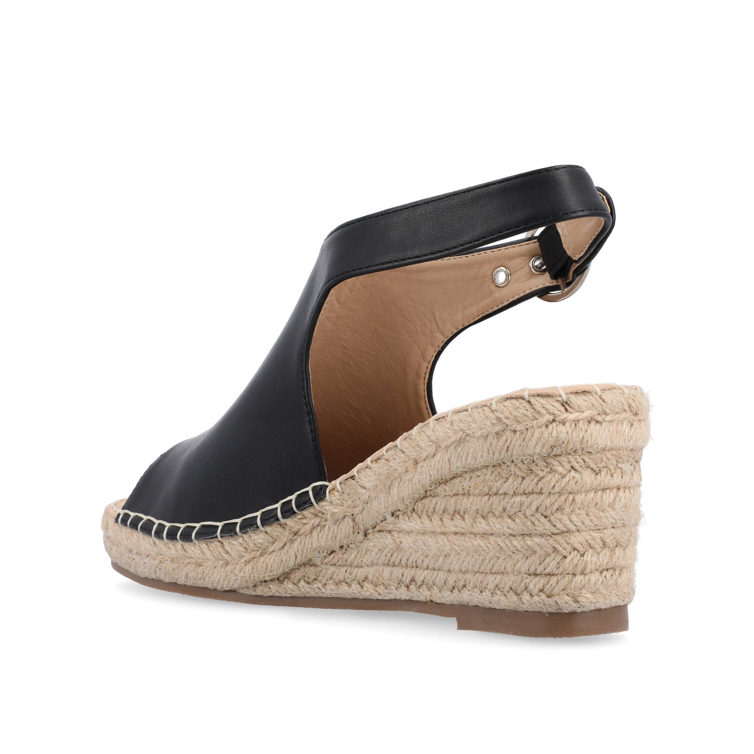 CREW ESPADRILLE WEDGE HEEL SANDALS IN WIDE - Black PU