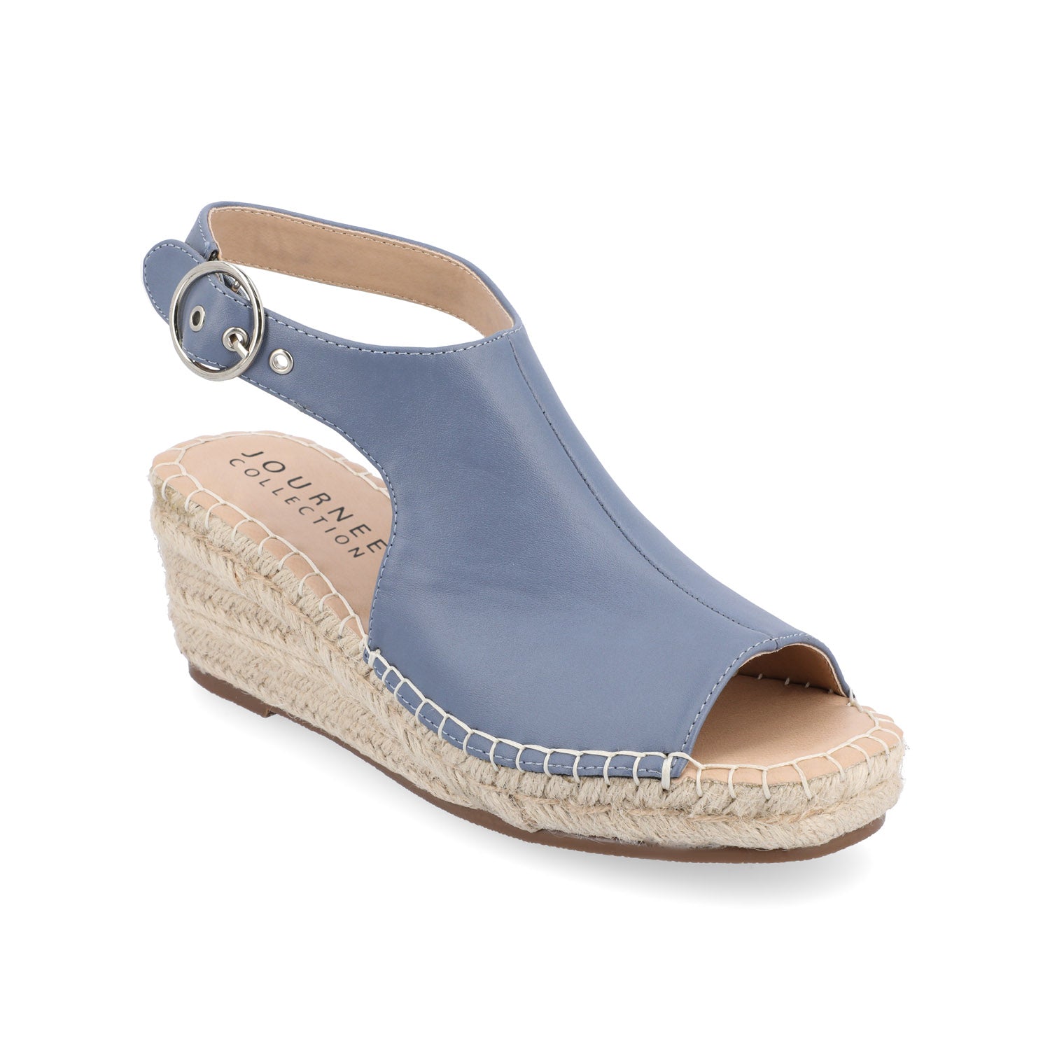 CREW ESPADRILLE WEDGE HEEL SANDALS IN WIDE - Blue PU
