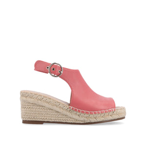 CREW ESPADRILLE WEDGE HEEL SANDALS IN WIDE - Coral PU